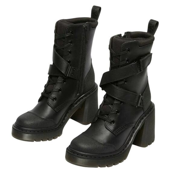 Dr. Martens Womens Chesney Tech Mid Calf Boots EU 39 US 8 Black Leather NIB - Picture 1 of 13